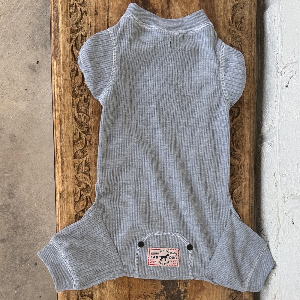 Fab Dog Grey Waffle Knit Dog Onesie